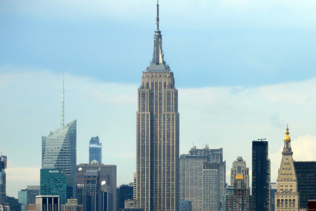 09-05 Manhattan Bank Of America Building, One 57, Empire State Building, GE Building Close Up From Rooftop NoMo SoHo New York City